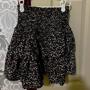 Black Flower Print Skirt